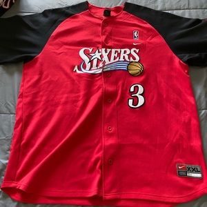 Allen Iverson - Sixers - button red Jersey